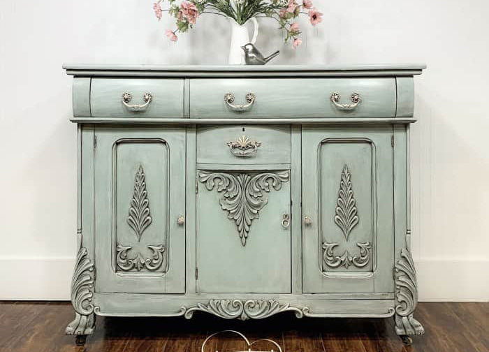 Buffet/Cabinet in "Elegance" with "Limestone Glaze" and "Antiquing Wax"