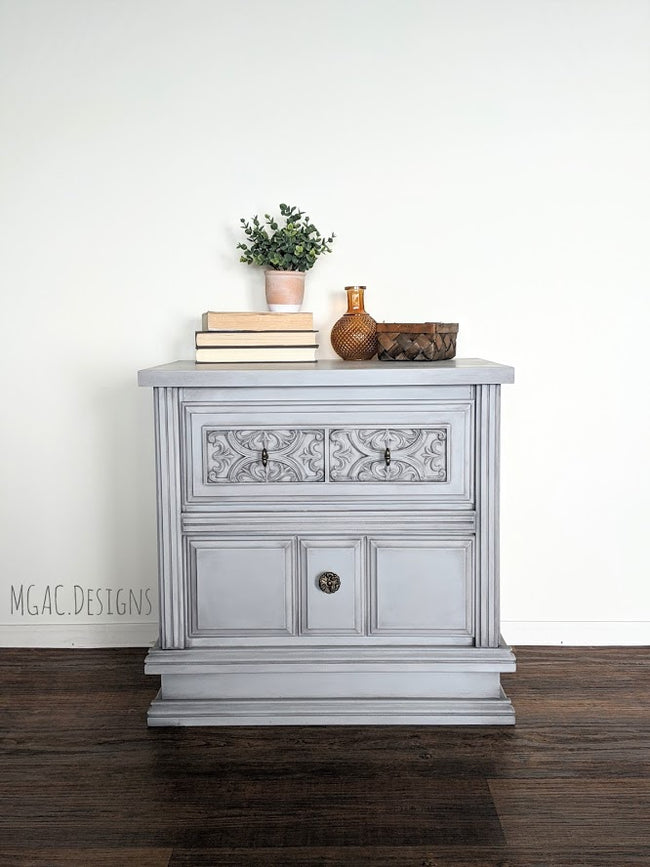 End Table in "Lazy Linen" with "Black Wax"