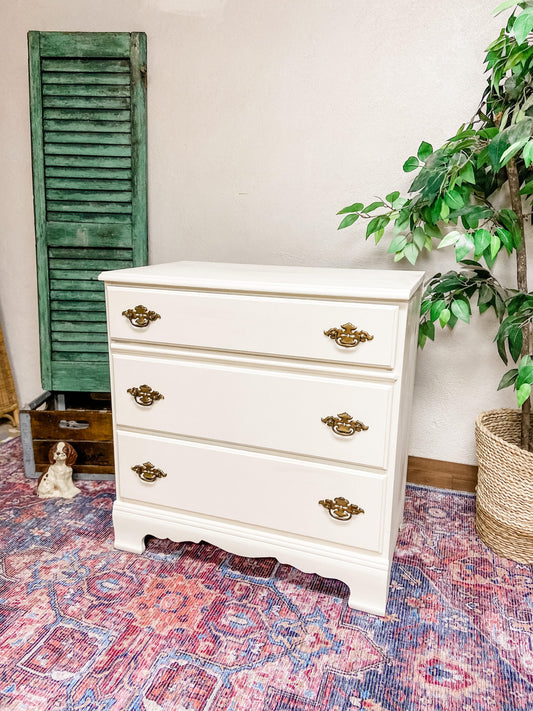 Cream off white painted dresser with gold antique hardware