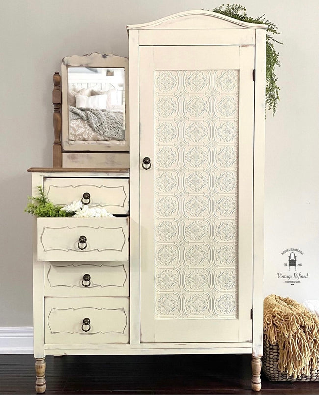 Creamy antique off white painted wardrobe