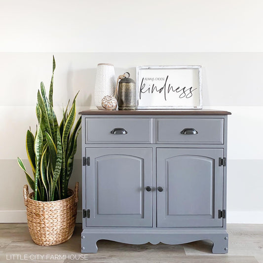 Two-Drawer Cabinet in "Cobblestone" with Pewter Hardware and Hinges