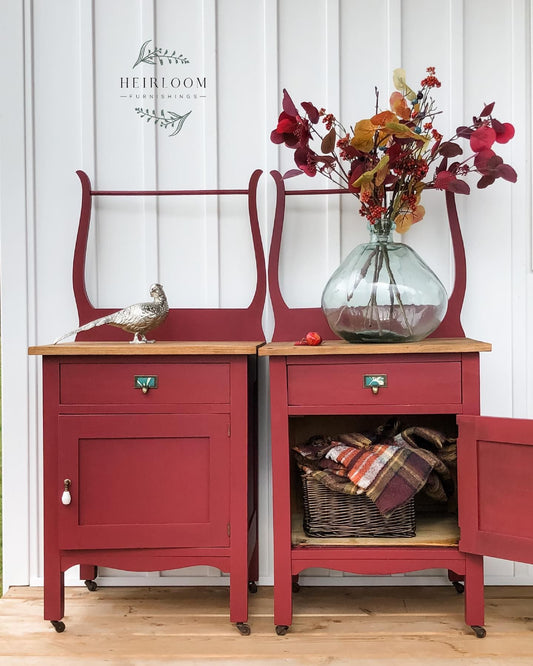 Set of Accent Tables with Storage in "Cranberry Sauce"