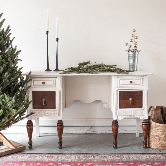 Vintage Desk in "Crinoline" with "Hemp Oil" and "Antiquing Wax"