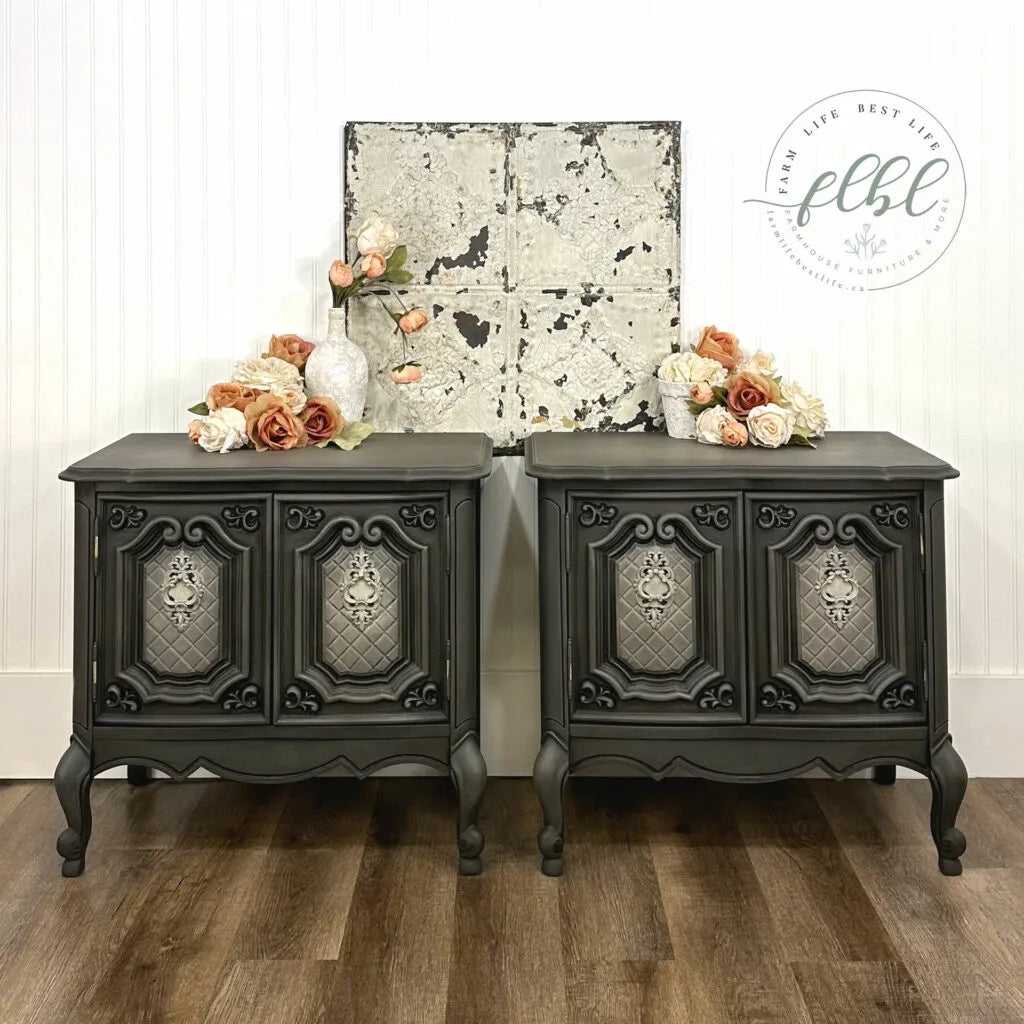 Dark espresso brown painted antique style vanity desk