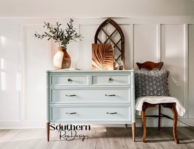 Pastel blue painted dresser