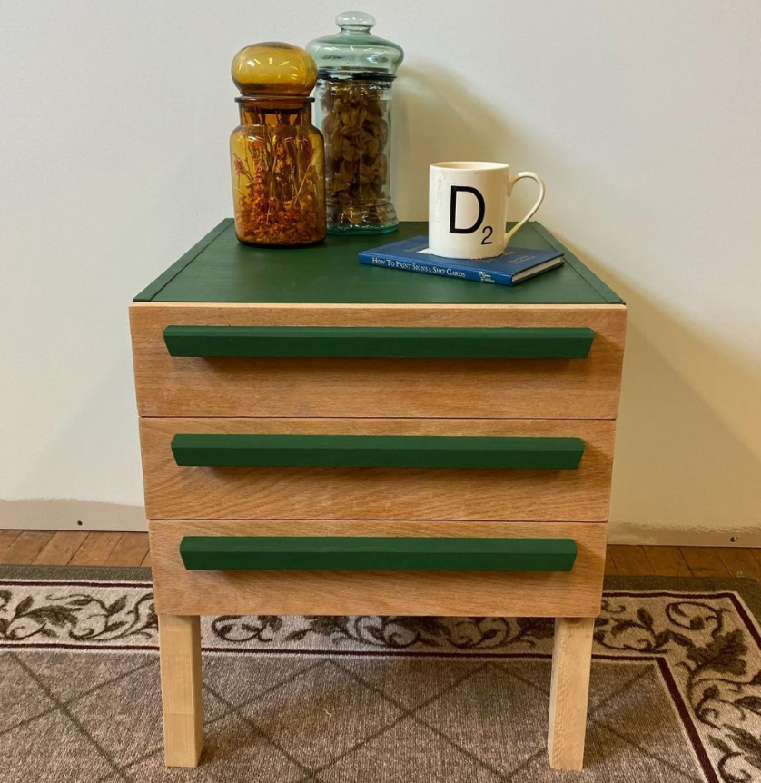 Green painted light natural wood minimalist end table