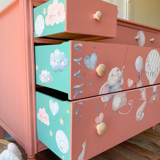 Changing Table/Dresser for Nursery in "Peachy Keen" and "Bliss"