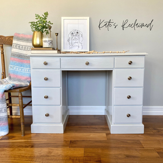 Light grey dresser painted in Lazy Linen by Country Chic Paint