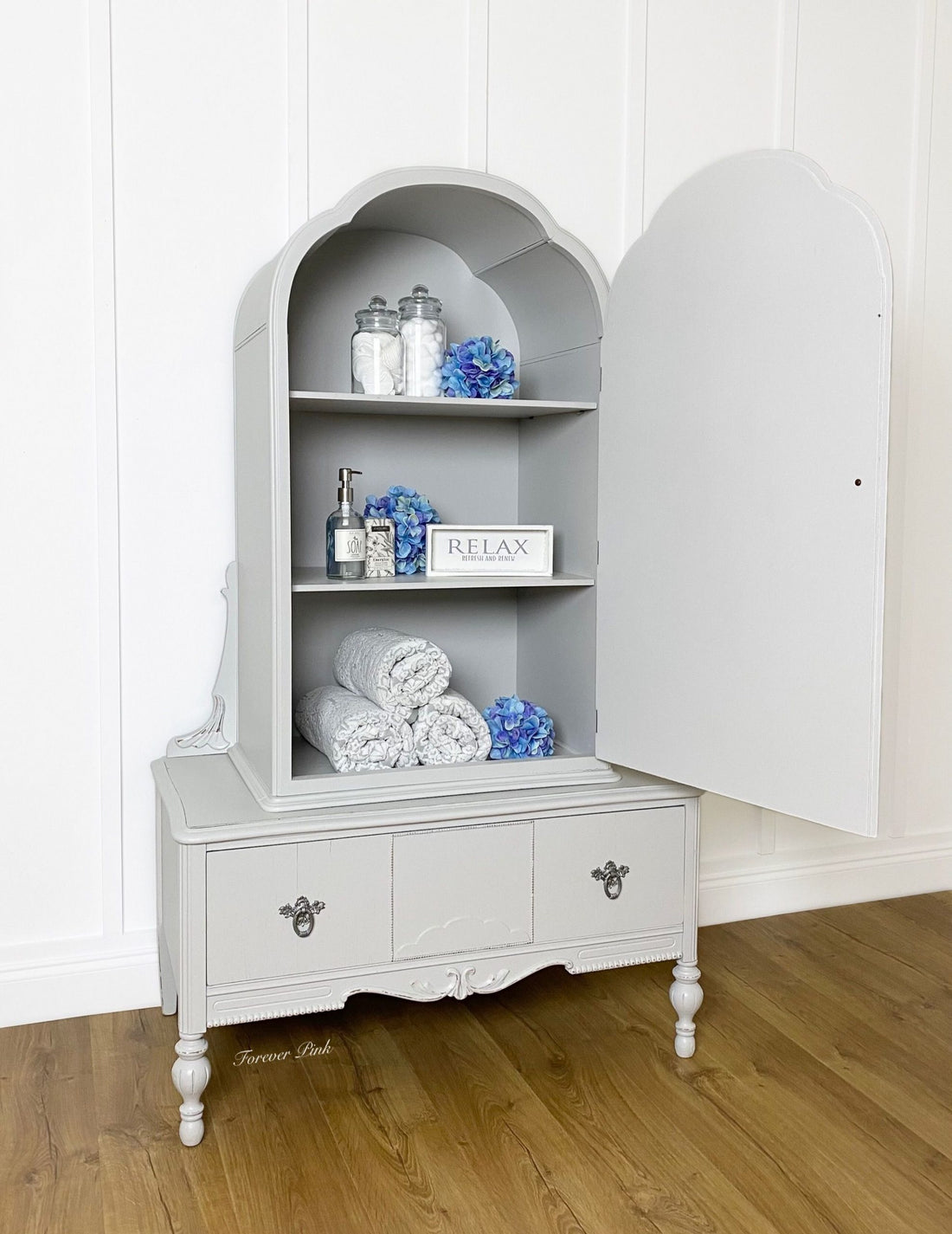 Storage Cabinet in "Lazy Linen" with "Clear Coat"