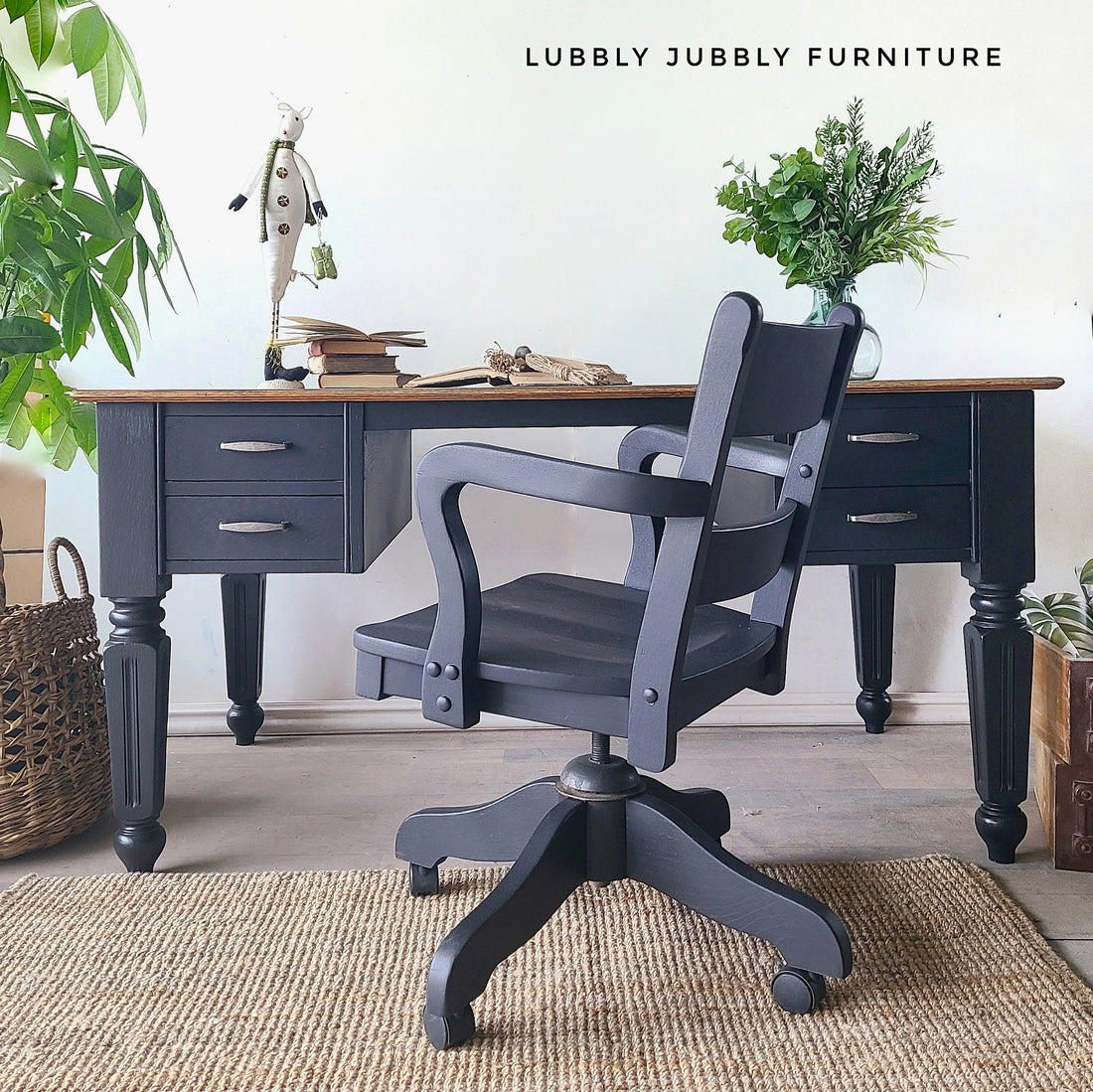 Desk and Library Chair in Liquorice with Clear Coat