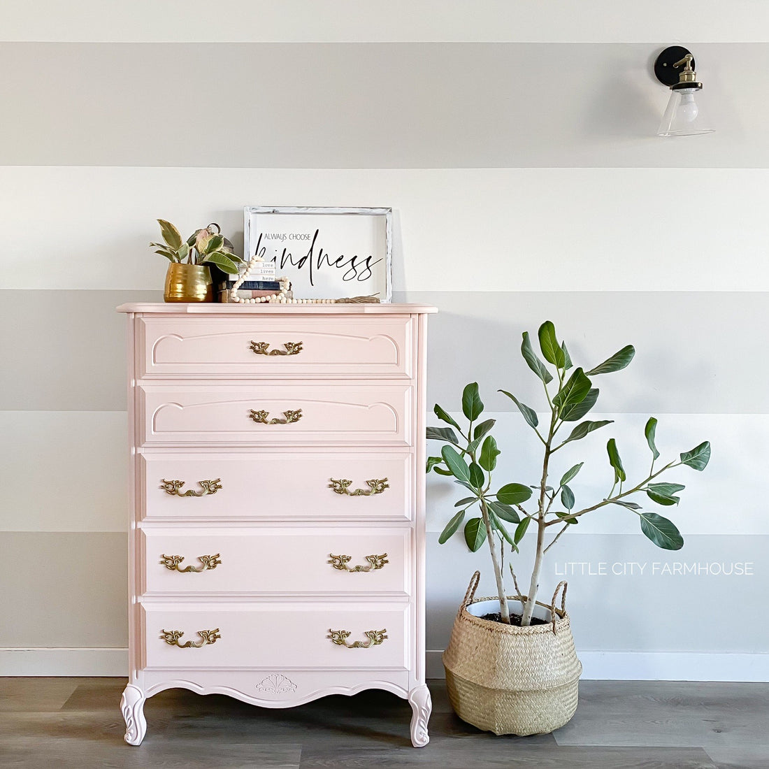 Tall French Provincial Dresser in "Ooh La La" with Gold Hardware