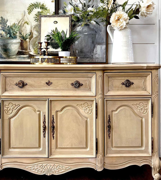 White washed tan beige buffet credenza sideboard