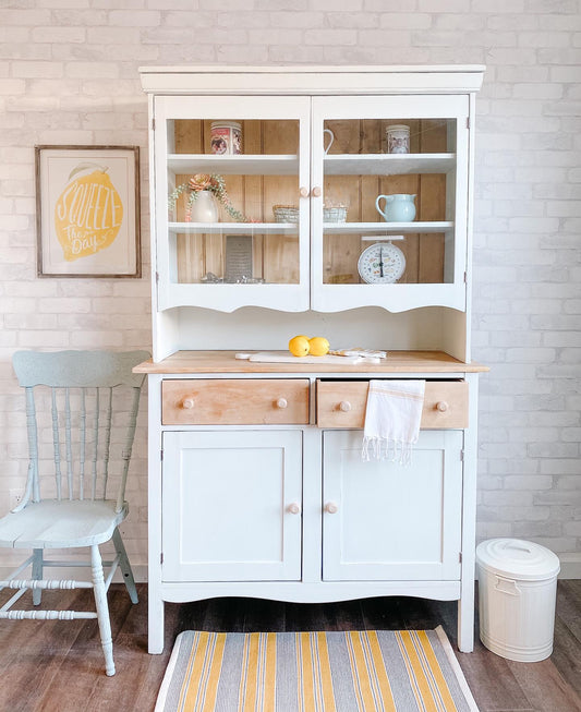 Buffet/Hutch in "String of Pearls" with Natural Wood Drawers