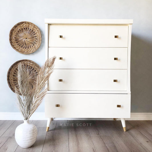 Mid-Century Modern Four Drawer Dresser in "Cheesecake"