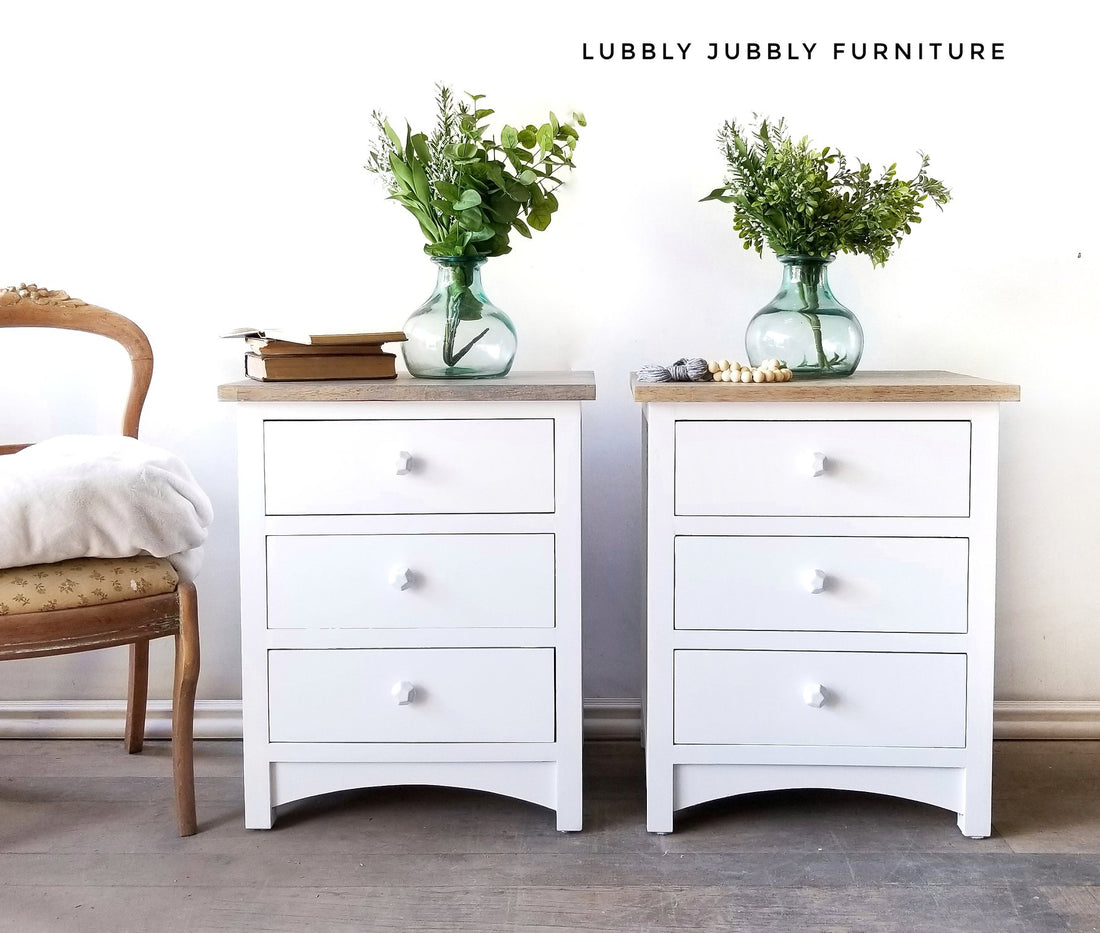 Set of Storage/Accent Tables in "Simplicity" with Natural Wood Tops