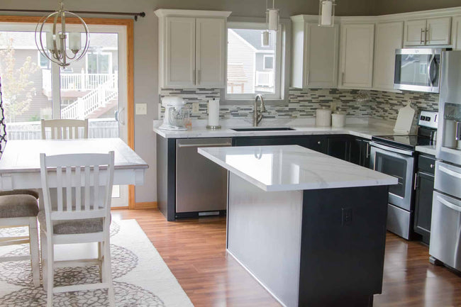 Kitchen Cabinetry in "Lazy Linen" and "Liquorice"