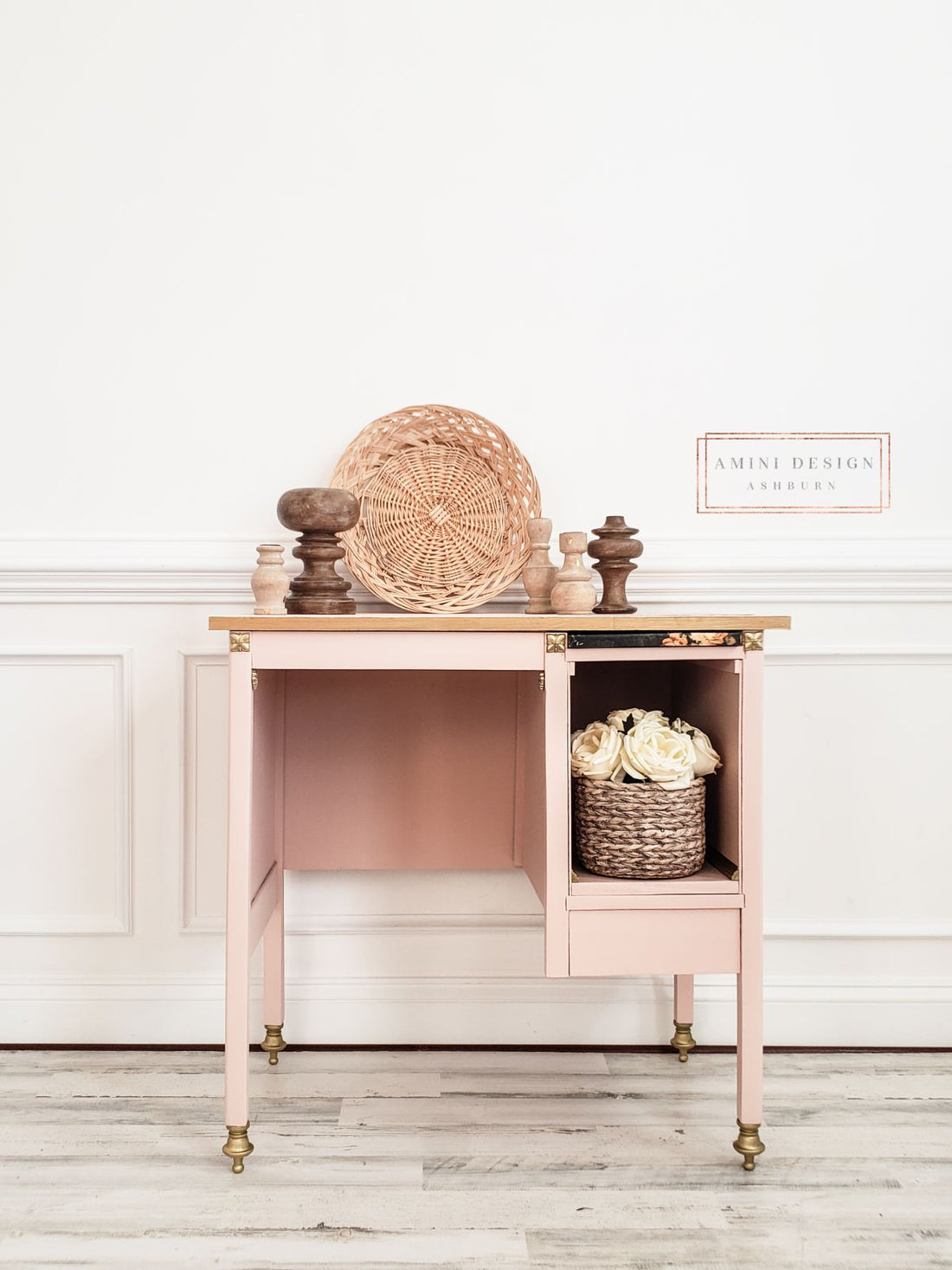 Petite Storage Table/Desk on Casters in "Ooh La La"