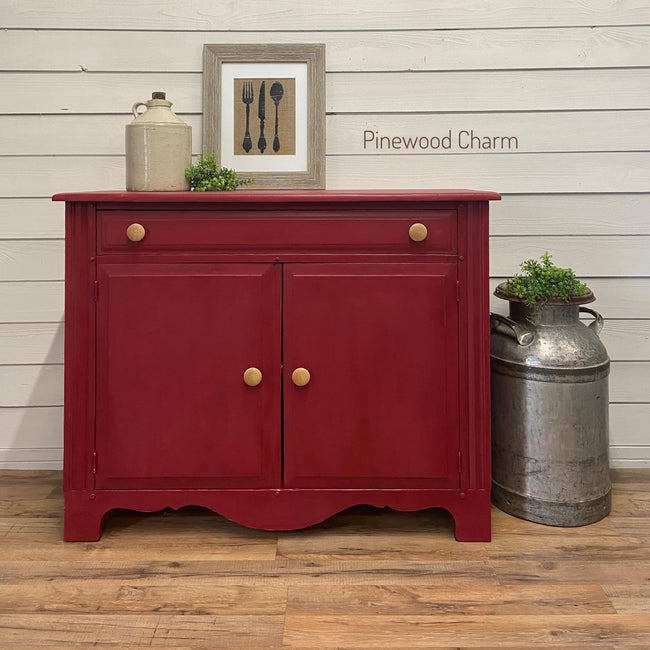 Farmhouse Storage Cabinet in "Cranberry Sauce"