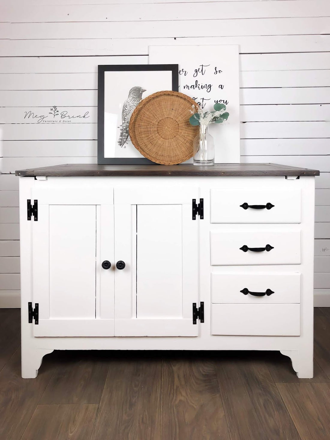 Farmhouse Cabinet in "Simplicity" with Black Hardware