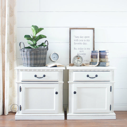 Storage/Accent Tables in "Vanilla Frosting" with Black Hardware