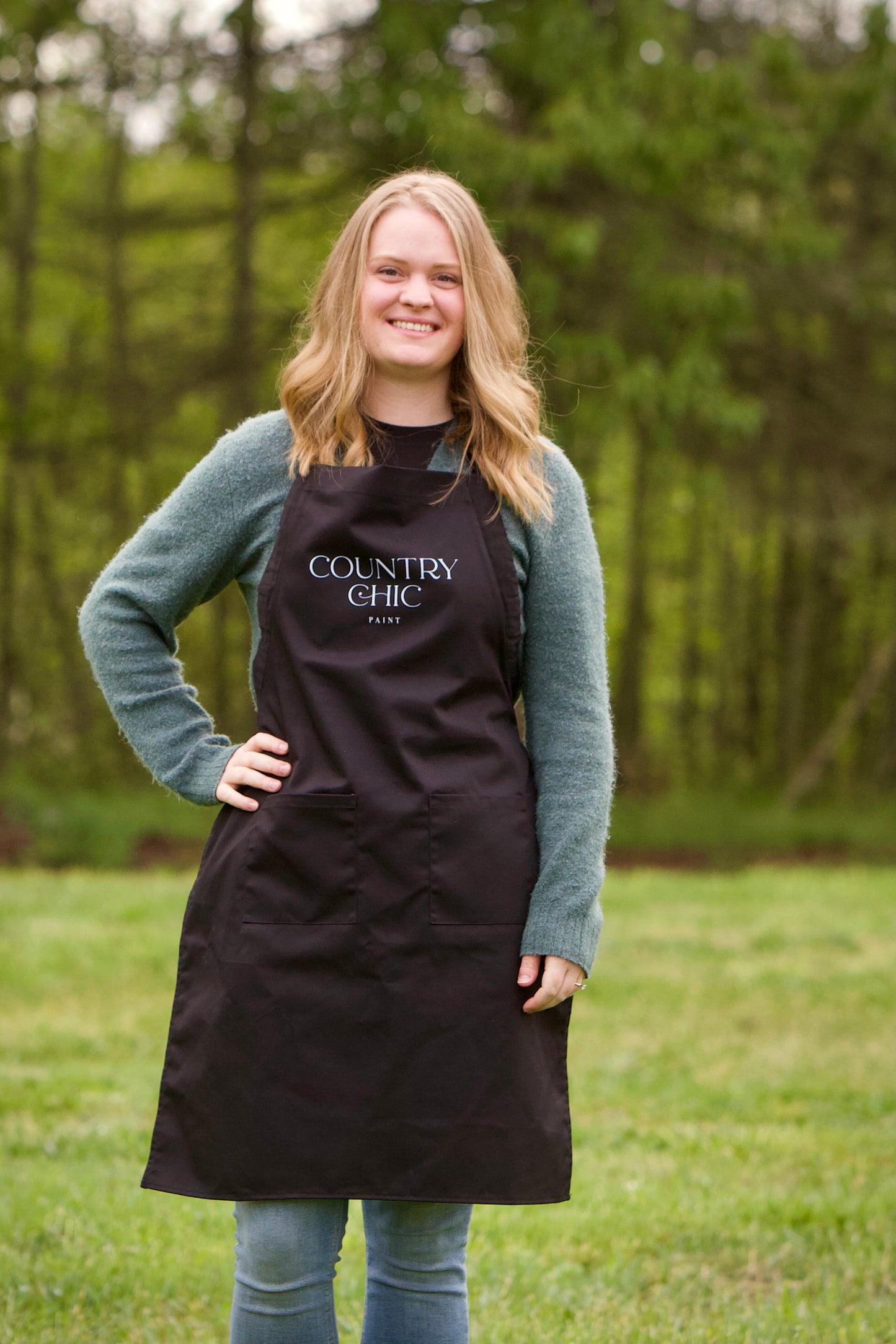 Country Chic Paint apron - one size fits all black painting apron