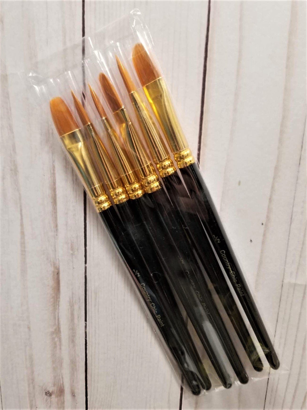 6 Country Chic Paint 1/2" filbert Brushes