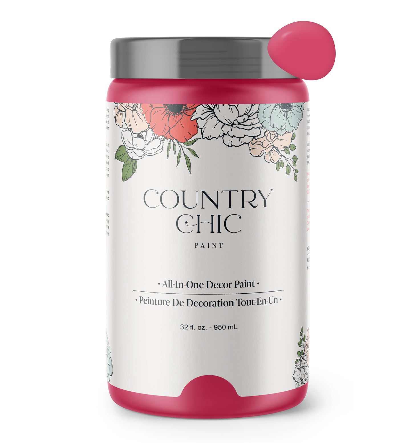 Raspberry Sorbet - Chalk Style Paint for Furniture, Home Decor, DIY, Cabinets, Crafts - Eco-Friendly All-In-One Paint