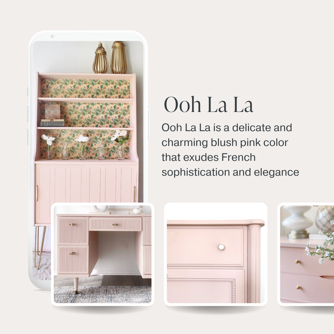 Pastel blush pink chalk furniture paint Ooh La La by Country Chic Paint furniture examples