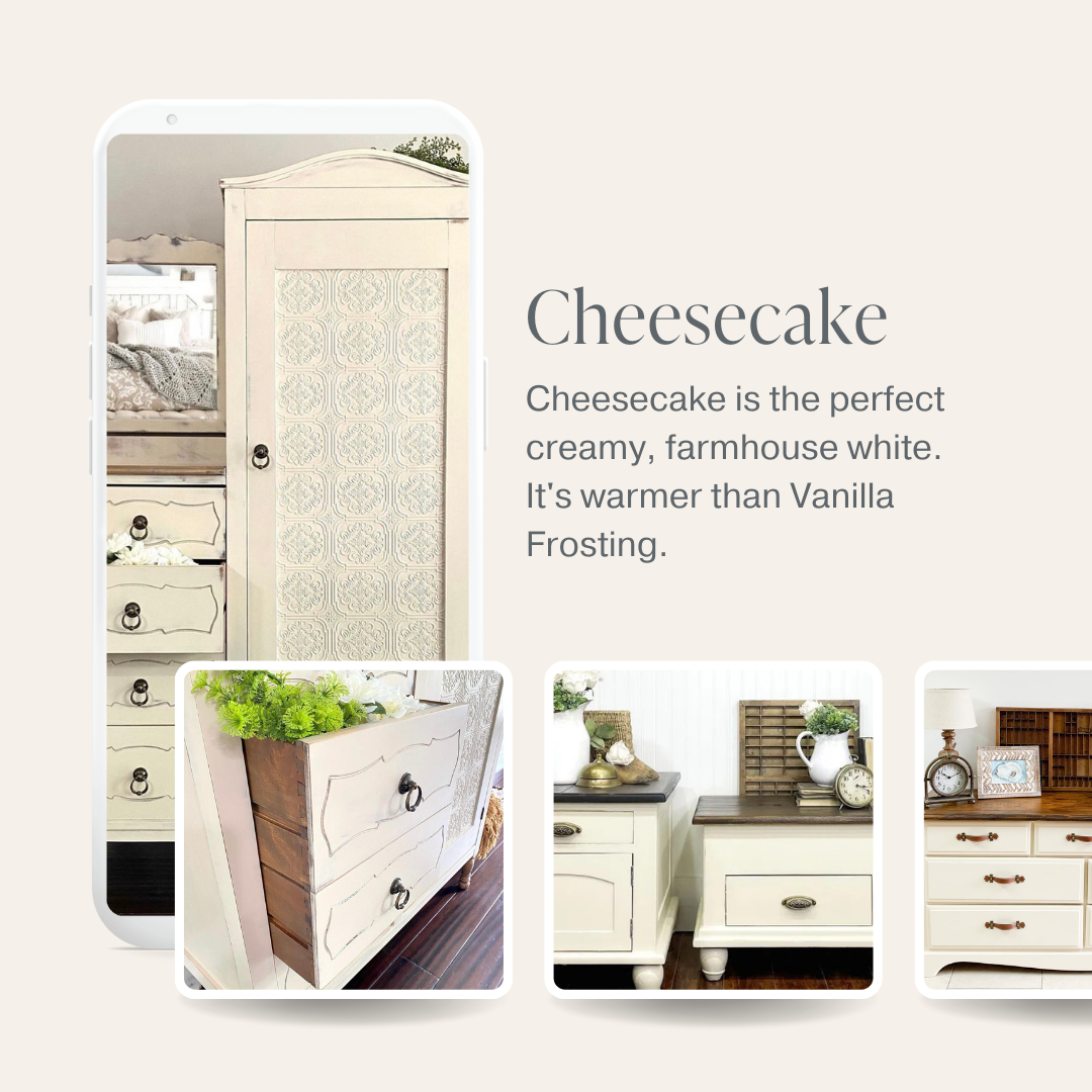 Cream off white chalk furniture paint Cheesecake by Country Chic Paint furniture examples