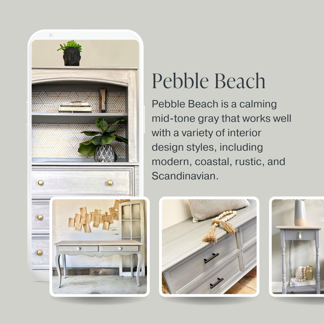 Mid-tone grey chalk furniture paint Pebble Beach by Country Chic Paint furniture examples