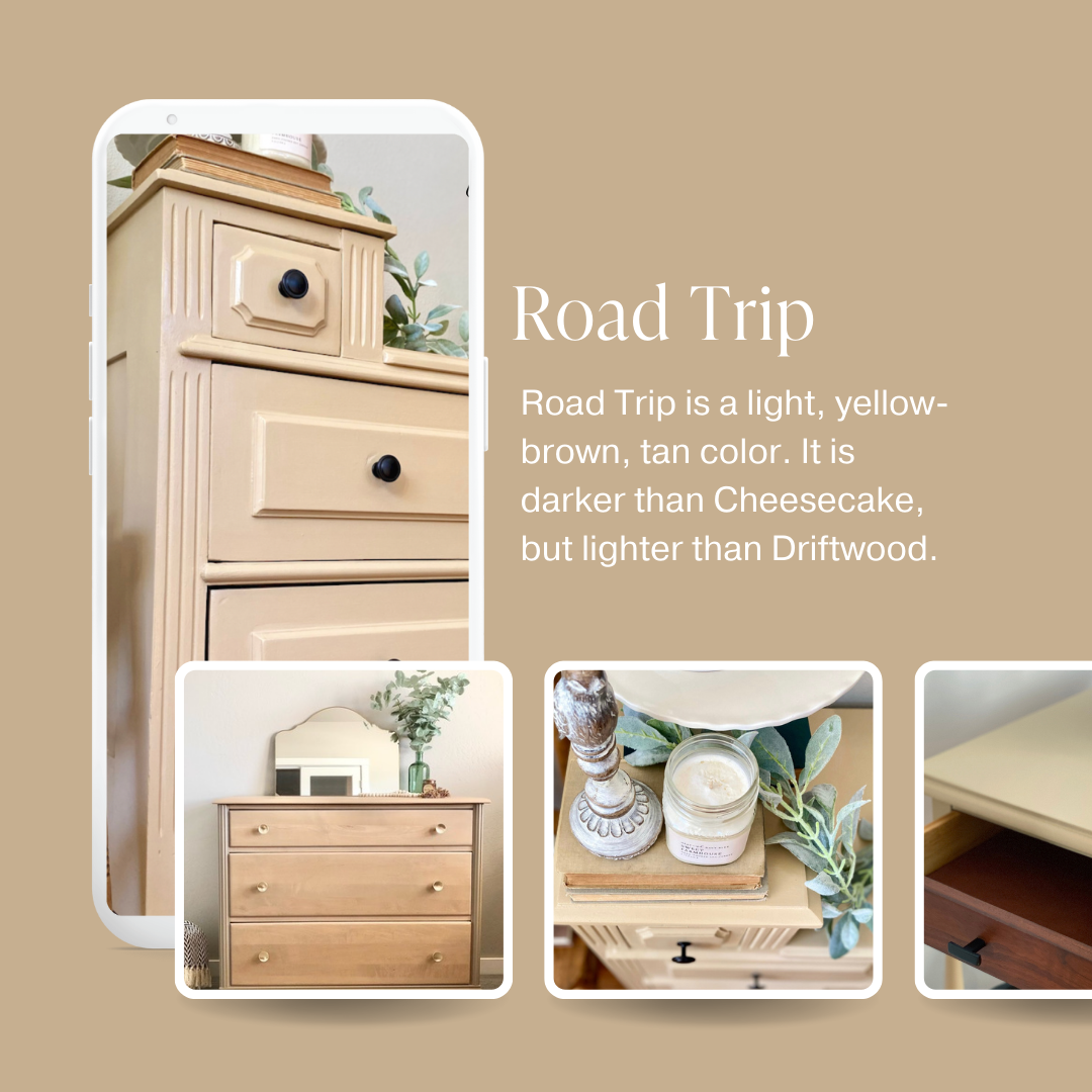 Warm tan beige khaki chalk furniture paint Road Trip by Country Chic Paint furniture examples