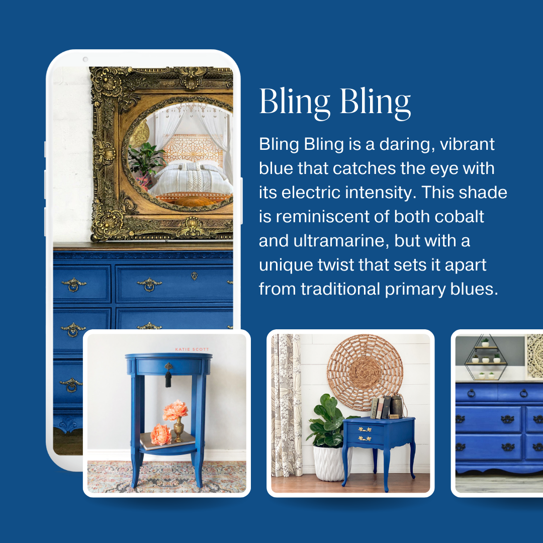 Electric cobalt royal blue chalk furniture paint Bling Bling by Country Chic Paint furniture examples