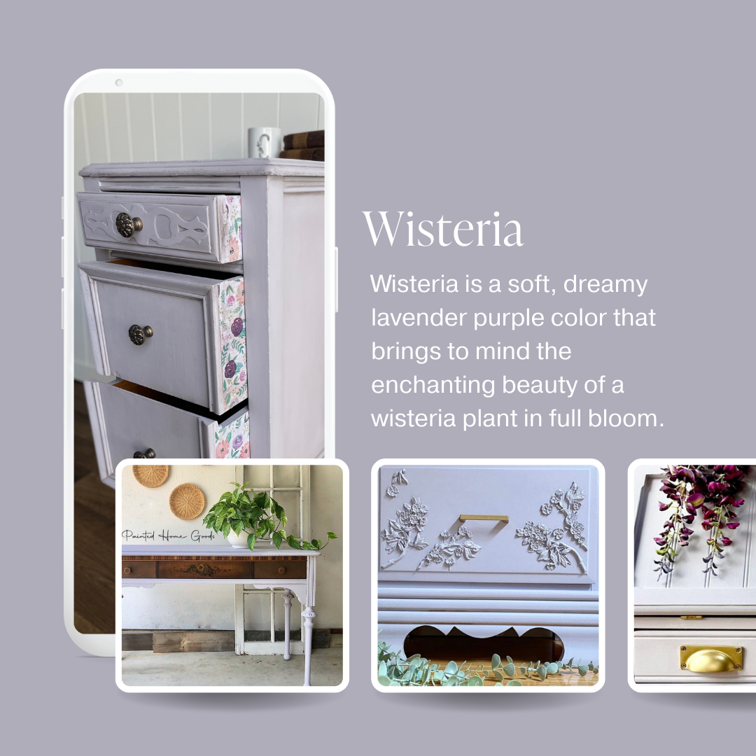 Light lavender purple chalk furniture paint Wisteria by Country Chic Paint furniture examples