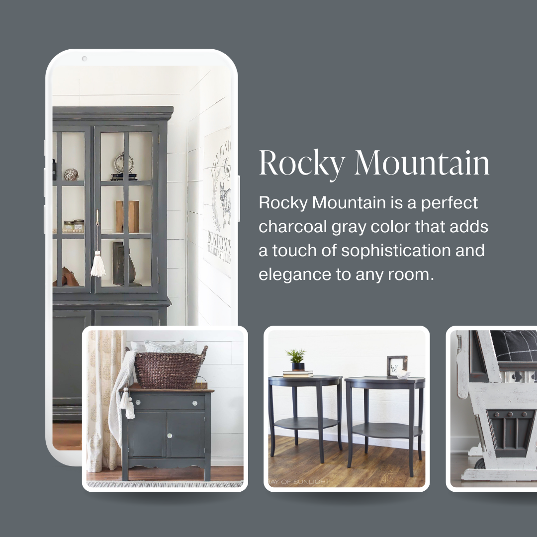 Charcoal grey chalk furniture paint Rocky Mountain by Country Chic Paint furniture examples