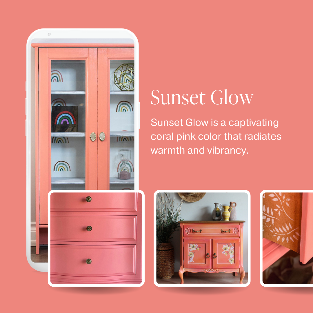 Warm coral pink chalk furniture paint Sunset Glow by Country Chic Paint furniture examples