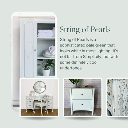 Pastel green chalk furniture paint String of Pearls by Country Chic Paint furniture examples