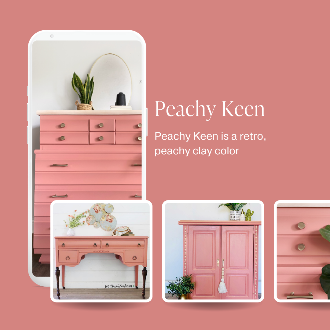 Clay salmon pink chalk furniture paint Peachy Keen by Country Chic Paint furniture examples