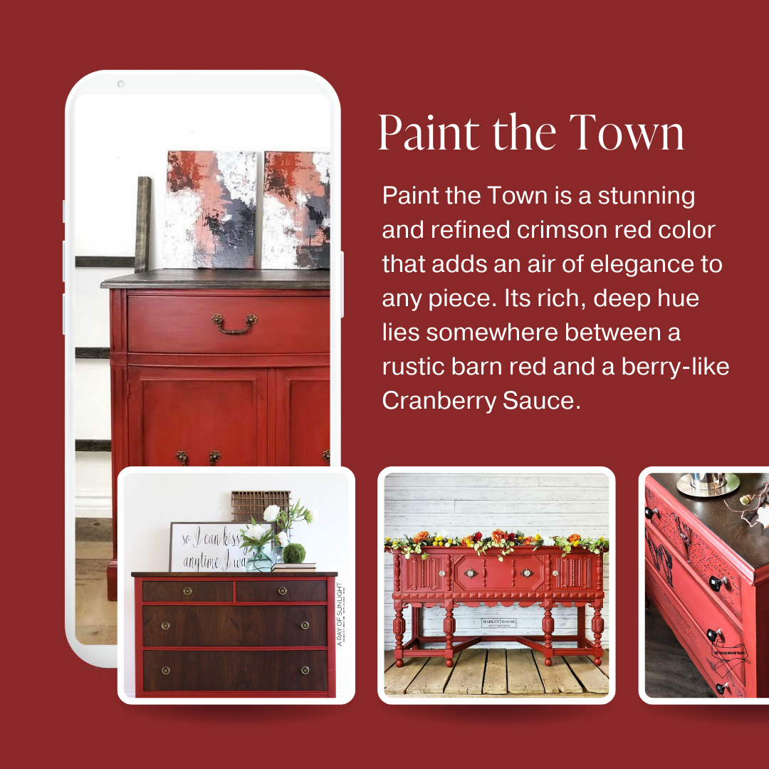 Bold crimson red chalk furniture paint Paint the Town by Country Chic Paint furniture examples