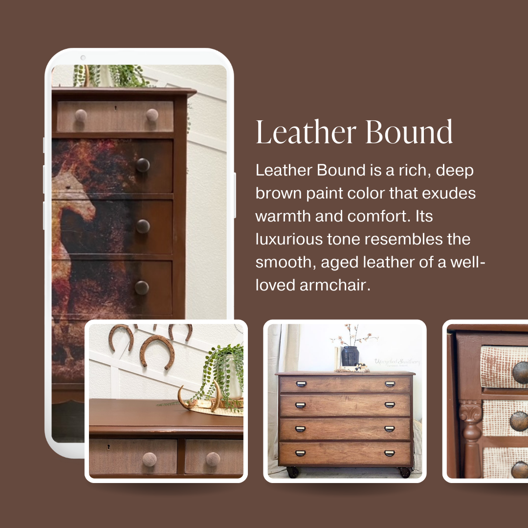 Chocolate brown chalk furniture paint Leather Bound by Country Chic Paint furniture examples