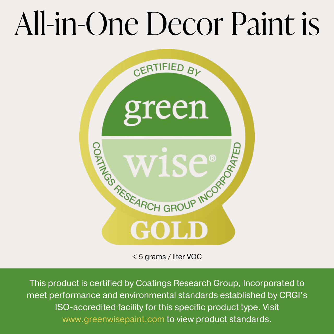 All-in-One Decor Paint Green Wise Gold Certification