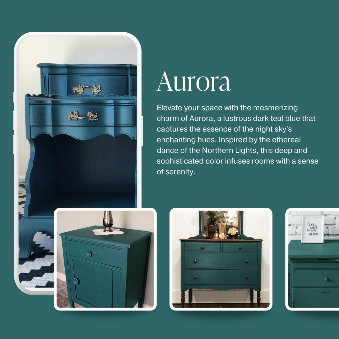 Deep teal blue green chalk furniture paint Aurora by Country Chic Paint furniture examples