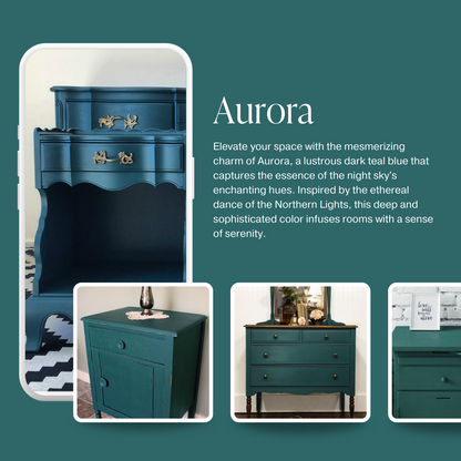 Deep teal blue green chalk furniture paint Aurora by Country Chic Paint furniture examples