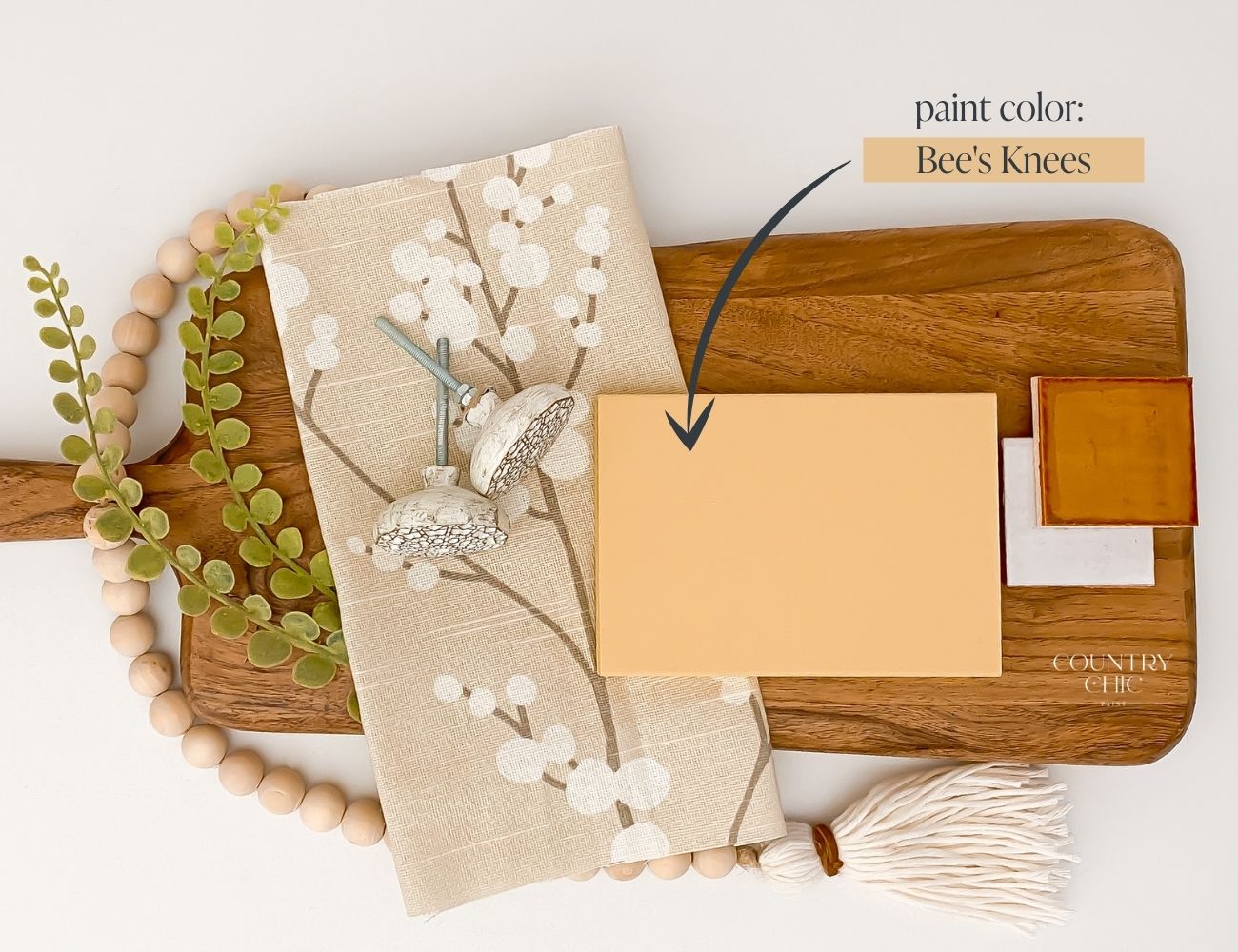 Mood board warm pastel yellow color inspiration with Bee's Knees by Country Chic Paint