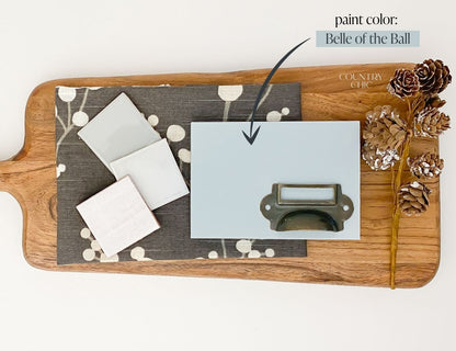 Mood board powder blue color inspiration with Belle of the Ball by Country Chic Paint