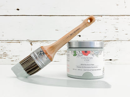 16oz jar of Country Chic Chalk Style All-In-One Paint in the color Dune Grass. Muted green.