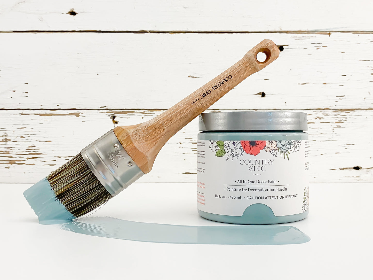 16oz jar of Country Chic Chalk Style All-In-One Paint in the color Nightfall. French blue.