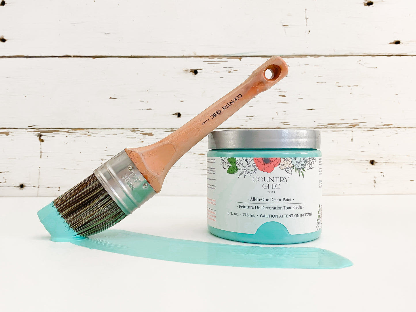 16oz jar of Country Chic Chalk Style All-In-One Paint in the color Tropical Cocktail. Turquoise.