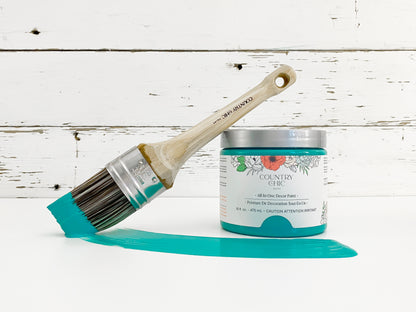 16oz jar of Country Chic Chalk Style All-In-One Paint in the color Whoop-de-do. Peacock teal.