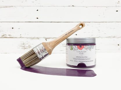 16oz jar of Country Chic Chalk Style All-In-One Paint in the color Opulence. Deep purple.