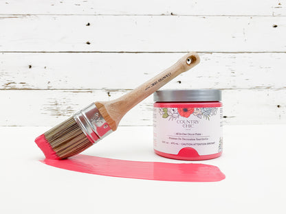 16oz jar of Country Chic Chalk Style All-In-One Paint in the color Raspberry Sorbet. Deep pink.